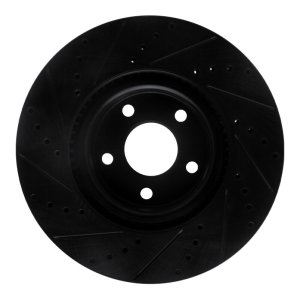 Ford Bronco Sport Brake Rotor (1) - Front Right - R1 Concepts - Drilled & Slotted - Black - `20-`25